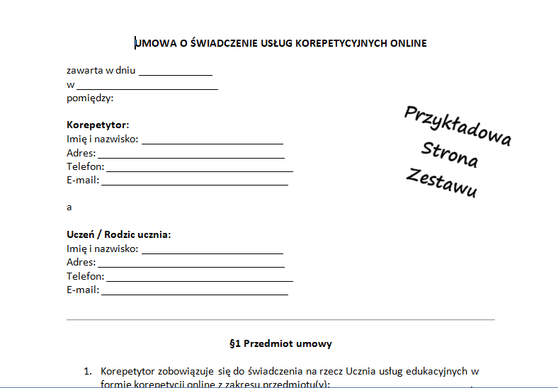 Korepetytor Online Umowa